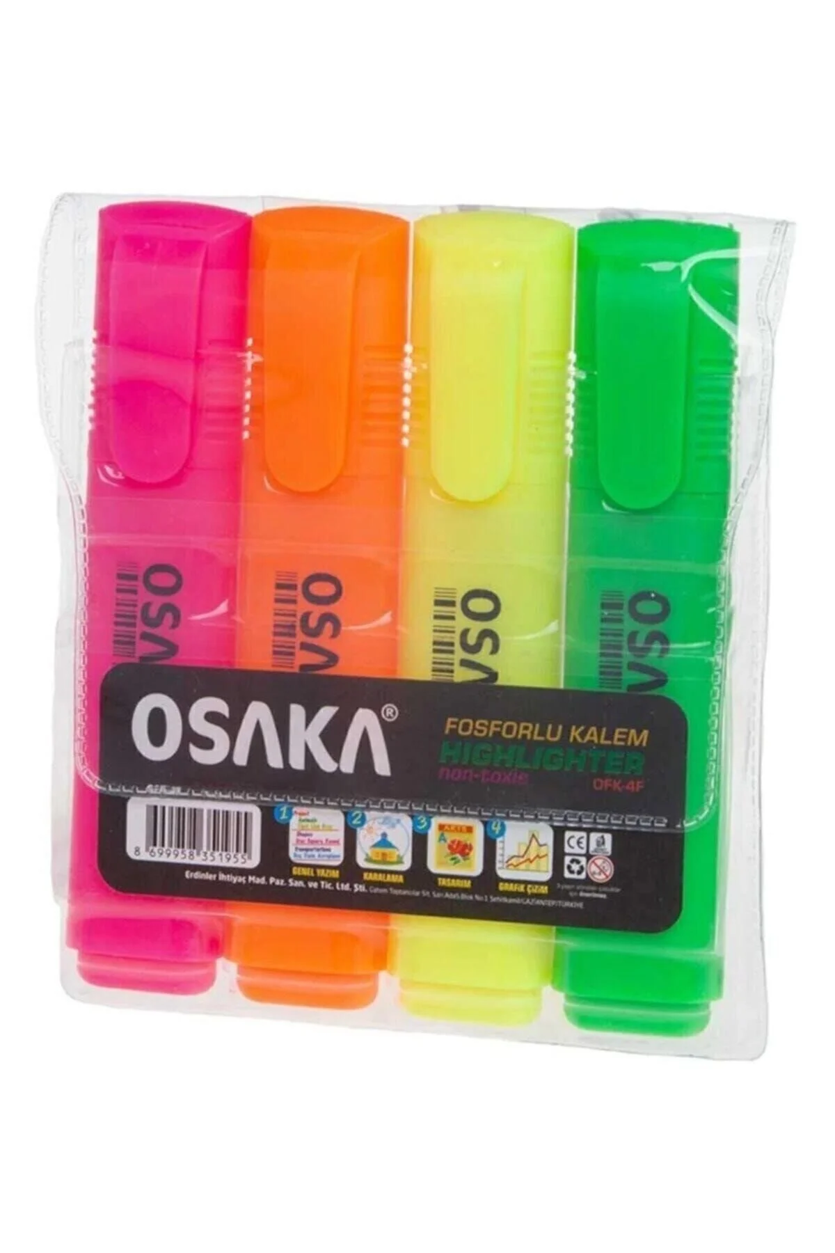 OSAKA 4 LÜ FOSFORLU KALEM 