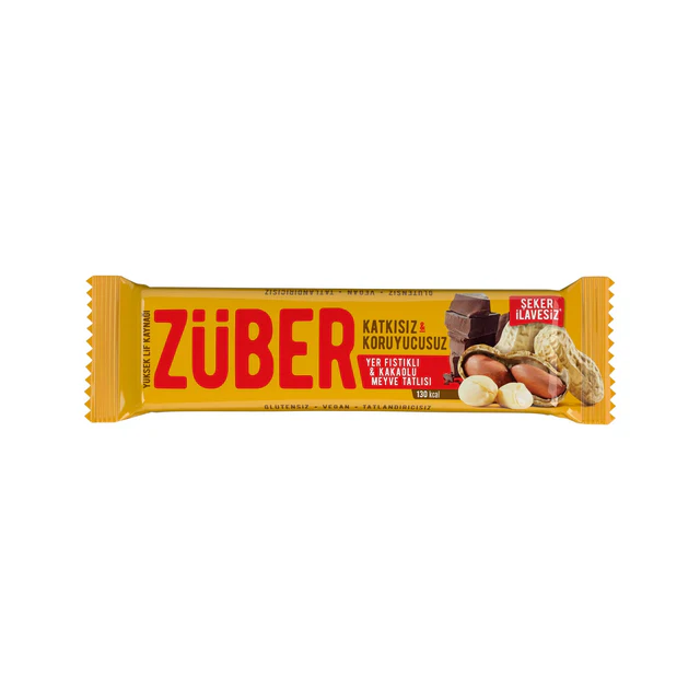  ZÜBER Yer Fıstıklı ve Kakaolu Meyve Bar 40gr 