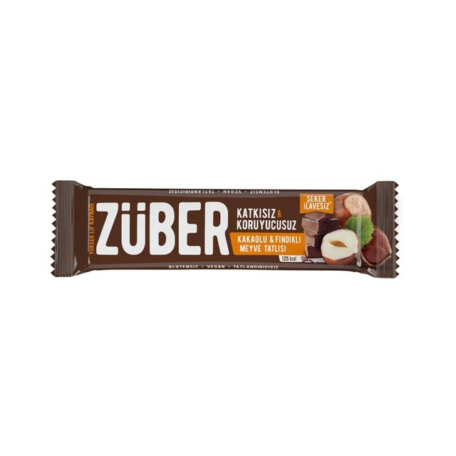  ZÜBER Fındık ve Kakaolu Meyve Bar 40gr 