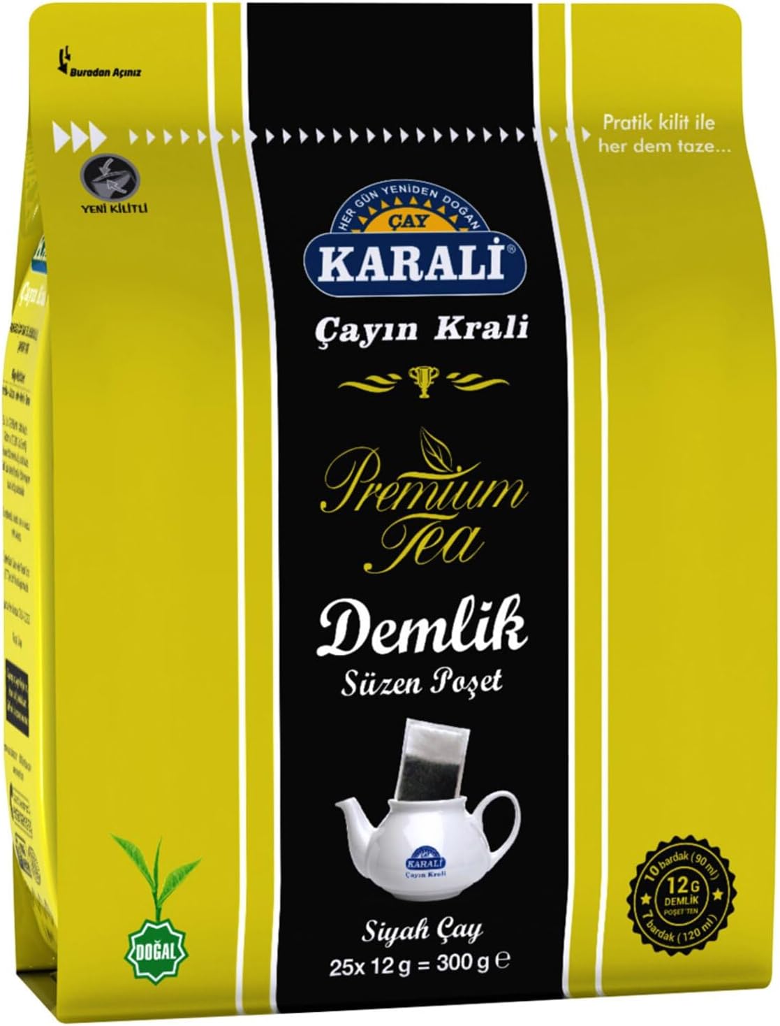 KARALİ PREMIUM DEMLİK POŞET 25*12 (3600 GR)DOYPACK