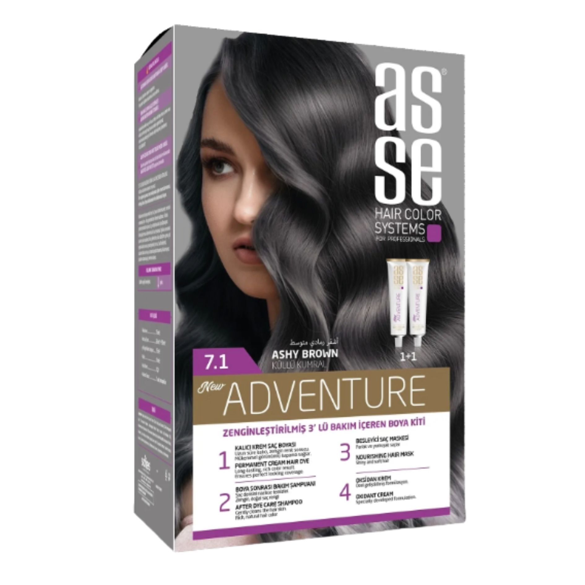 ASSE (7.1) SAÇ RENKLERİ SET BOYA KÜLLÜ KUMRAL (50+50) ML