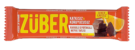  ZÜBER Kakaolu ve Portakallı Meyve Bar 40gr 
