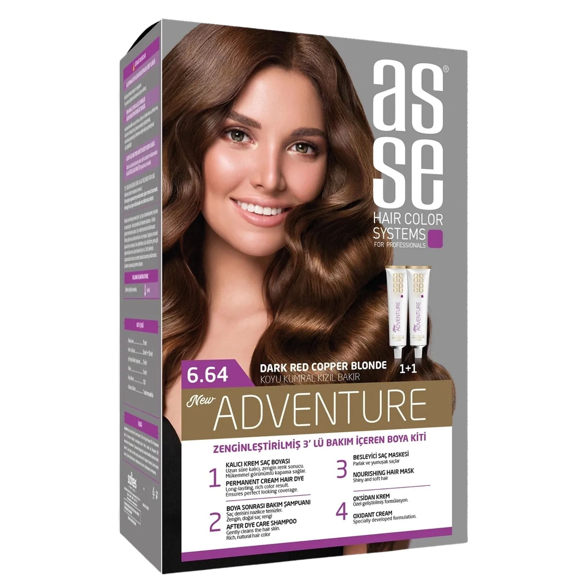 ASSE (6.64) SAÇ RENKLERİ SETİ KOYU KUMRAL KIZIL (50+50)ML